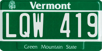VT license plate LQW419