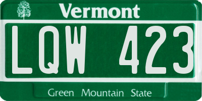 VT license plate LQW423