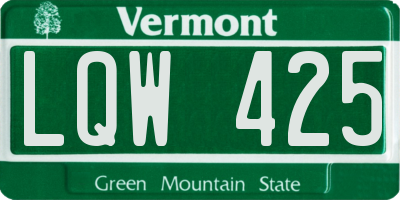 VT license plate LQW425