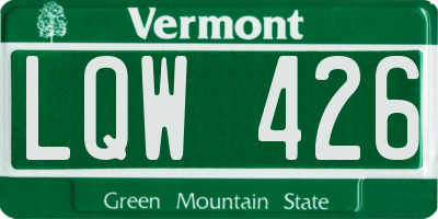 VT license plate LQW426