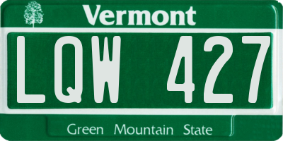 VT license plate LQW427