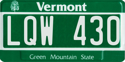 VT license plate LQW430