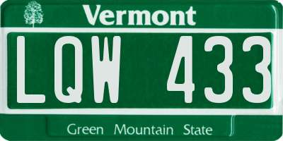 VT license plate LQW433