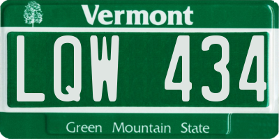 VT license plate LQW434