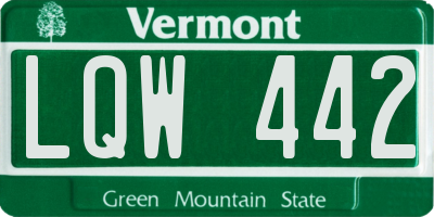 VT license plate LQW442