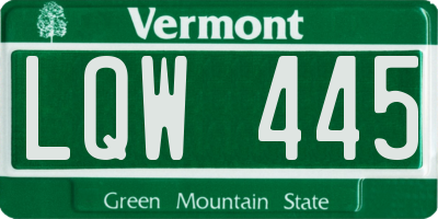 VT license plate LQW445