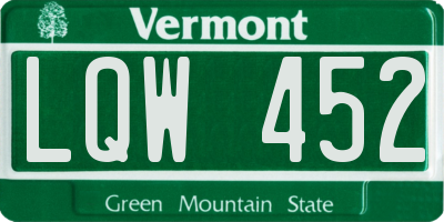 VT license plate LQW452