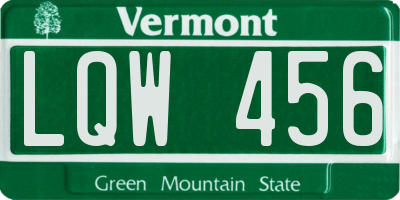 VT license plate LQW456