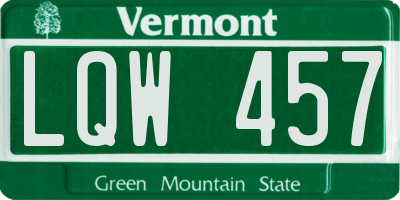VT license plate LQW457