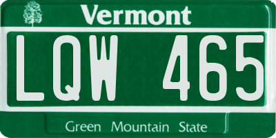 VT license plate LQW465