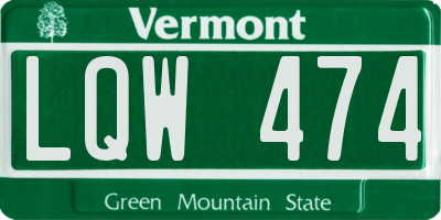 VT license plate LQW474