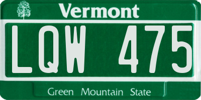 VT license plate LQW475