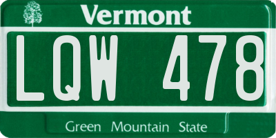 VT license plate LQW478