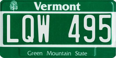 VT license plate LQW495