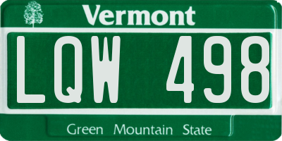 VT license plate LQW498