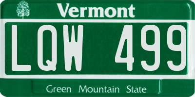 VT license plate LQW499