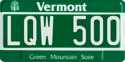 VT license plate LQW500
