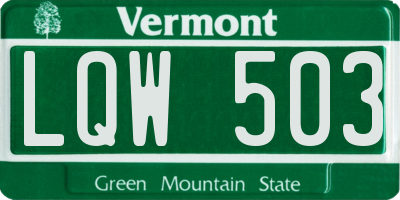 VT license plate LQW503