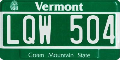 VT license plate LQW504