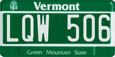 VT license plate LQW506