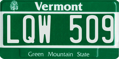 VT license plate LQW509