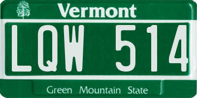 VT license plate LQW514
