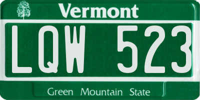 VT license plate LQW523