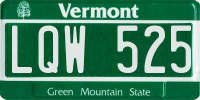 VT license plate LQW525