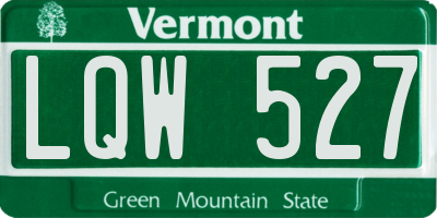 VT license plate LQW527