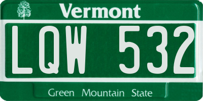 VT license plate LQW532