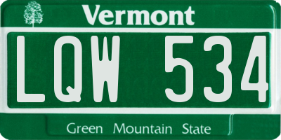VT license plate LQW534