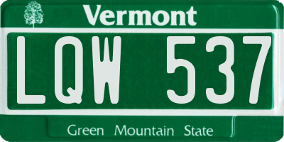 VT license plate LQW537