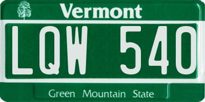 VT license plate LQW540