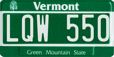 VT license plate LQW550