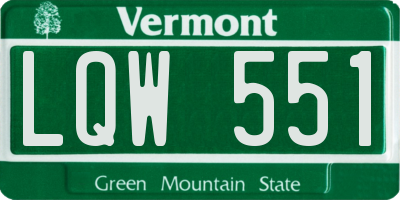 VT license plate LQW551