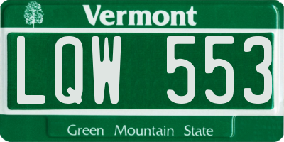 VT license plate LQW553