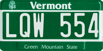VT license plate LQW554