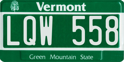 VT license plate LQW558