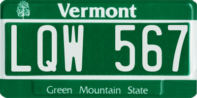 VT license plate LQW567