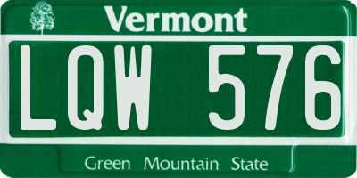 VT license plate LQW576