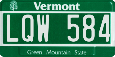VT license plate LQW584