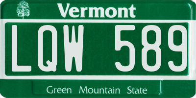 VT license plate LQW589