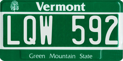 VT license plate LQW592