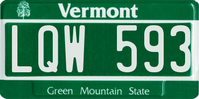 VT license plate LQW593