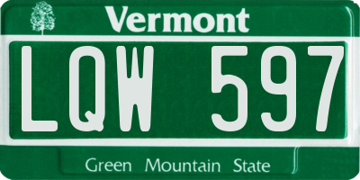VT license plate LQW597