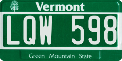 VT license plate LQW598