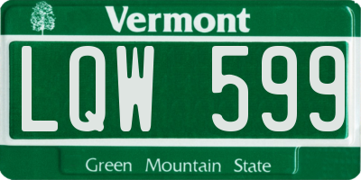 VT license plate LQW599