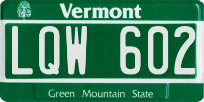 VT license plate LQW602