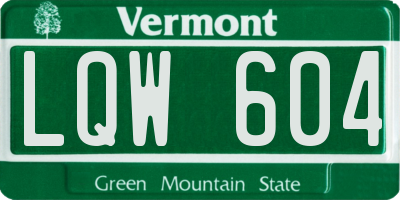 VT license plate LQW604
