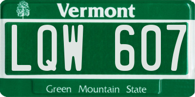 VT license plate LQW607